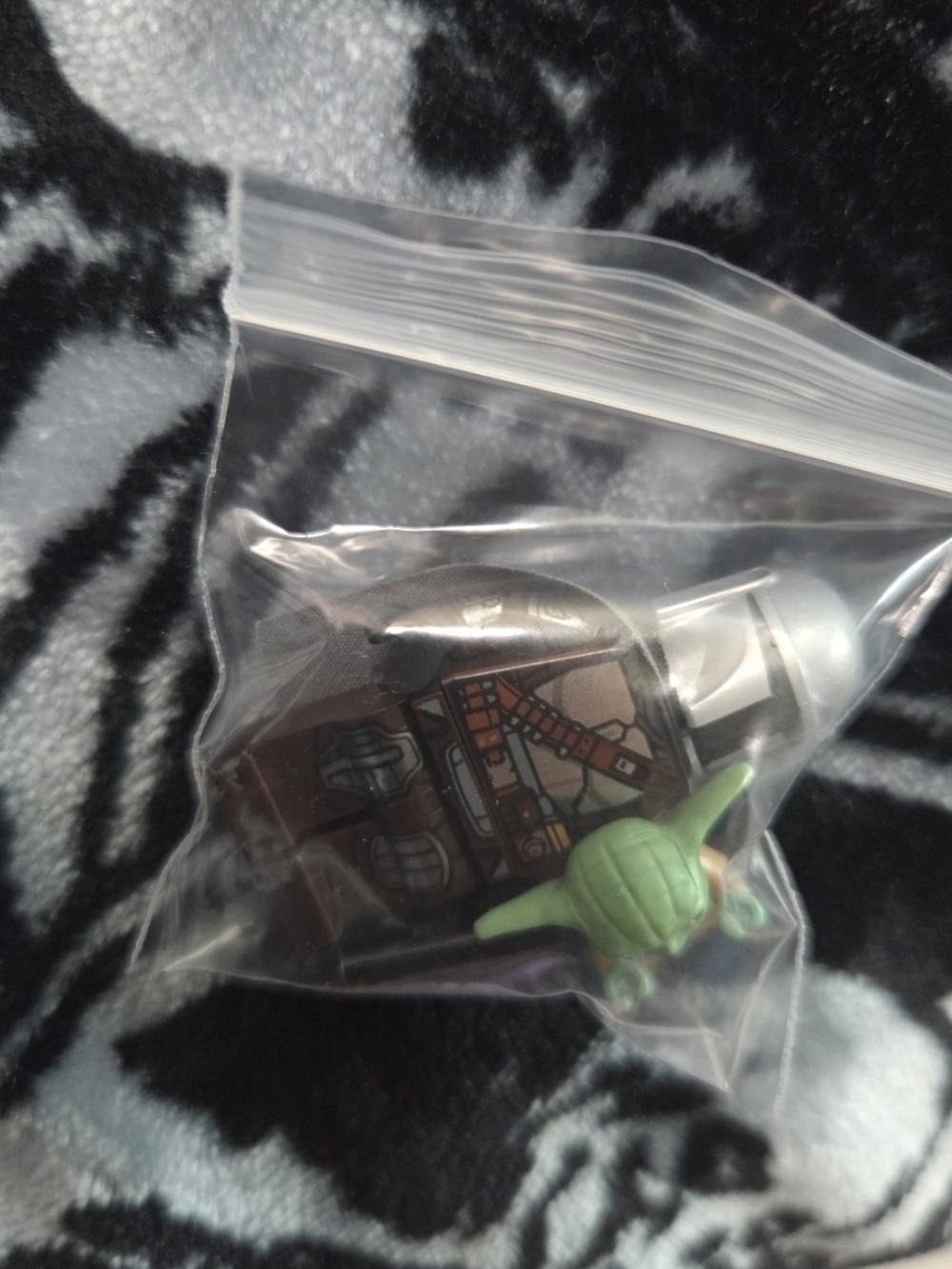 Lego Green Baby Yoda Head with Brown and Black Printed Torso